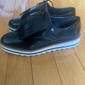 Zara Patent Leather Blucher Platform Shoes